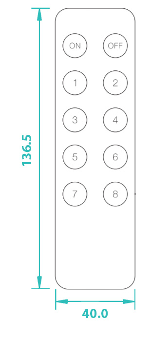 Sunricher RF 8-zónový LED ovladač - DIM10 (SR-2833K8)-Technický výkres