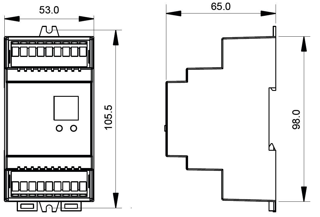 Sunricher DALI čtyřkanálový LED ovladač, 4x5A (SR-2304DIN)-Technický výkres