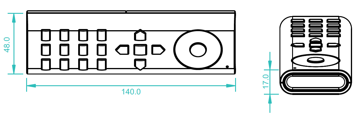Sunricher RF 6-zónový dotykový LED ovladač - DIM10 (SR-2819DIM)-Technický výkres