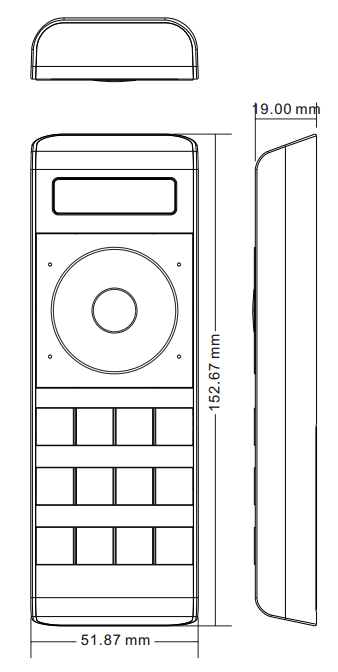 Sunricher RF 4-zónový dotykový RGBW LED ovladač - DIM10 (SR-2858Z4)-Technický výkres