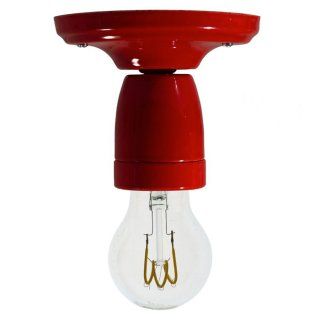 retro porcelánová lampa v červené